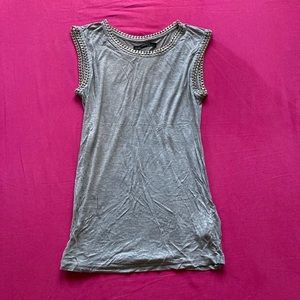 All Saints grey tank top chain detail